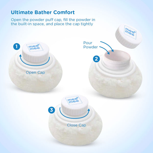 Soft-Feel Blue Powder Puff with with Box Holder Container for New Born and Kids MM1030 POWDERPUFF