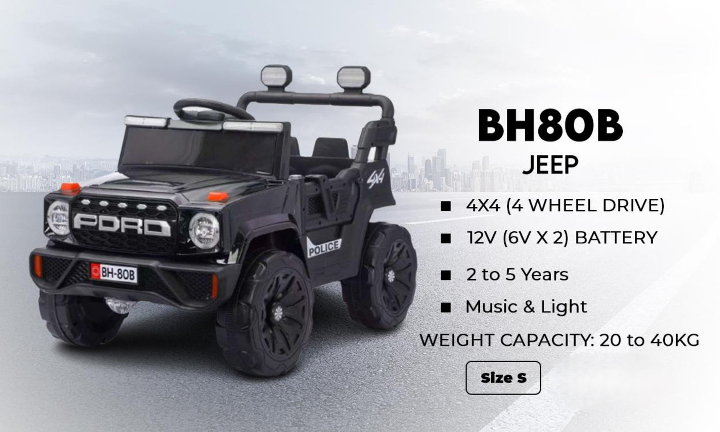BH80B Ford-Style Kids Jeep | Premium 4x4 | S