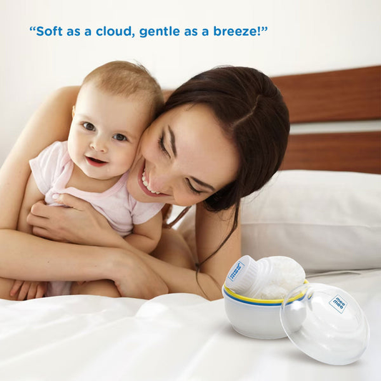 Soft-Feel Blue Powder Puff with with Box Holder Container for New Born and Kids MM1030 POWDERPUFF